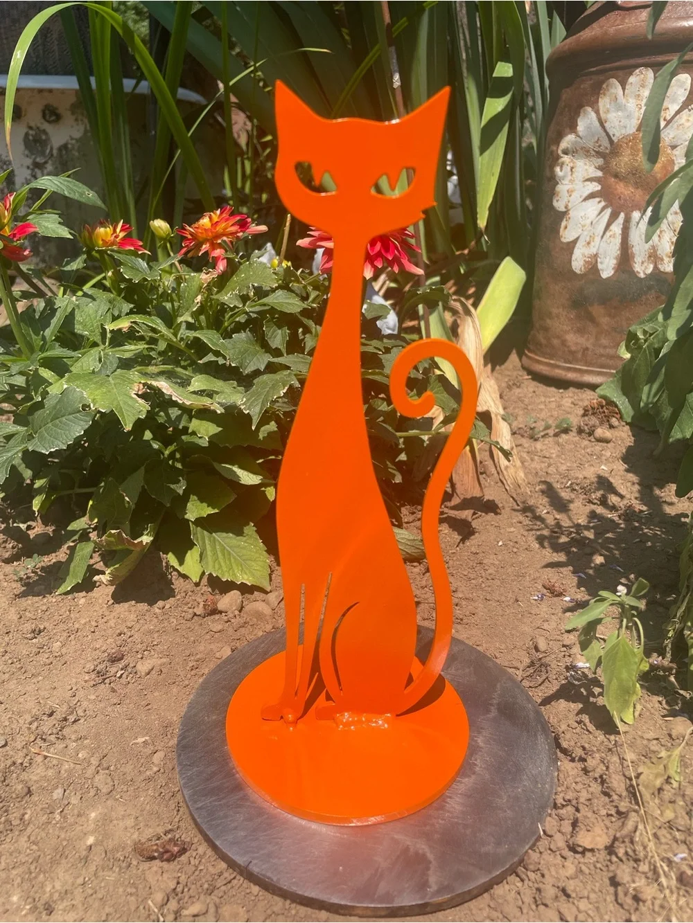 Orange Custom Mid Century Modern Cat Statue